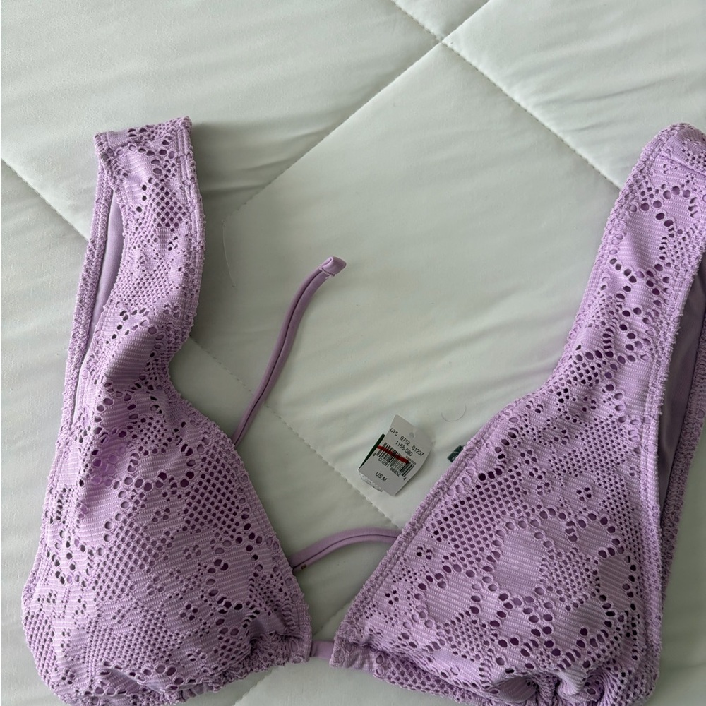 aerie Lavender Lace Bikini Top - Light Purple Crochet